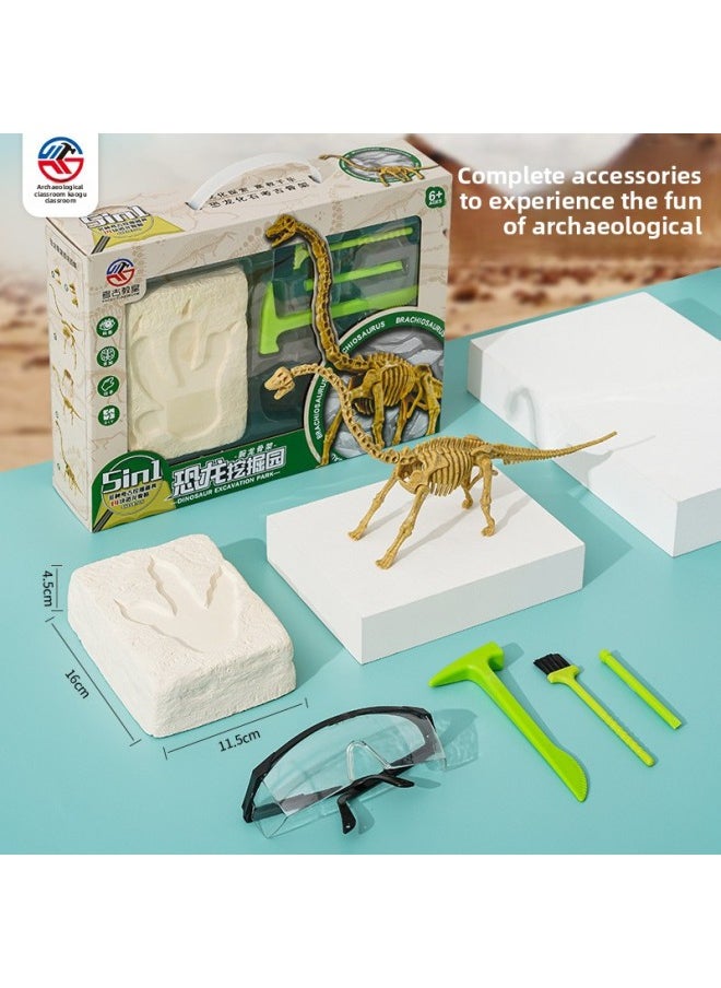 Archaeology Classroom Dinosaur DIY Assembled Skeleton Simulation Fossil Model Children's Archaeological Excavation Toy Set-Color:KG8045 Brachiosaurus Skeleton (non-excavated)  - Image 3