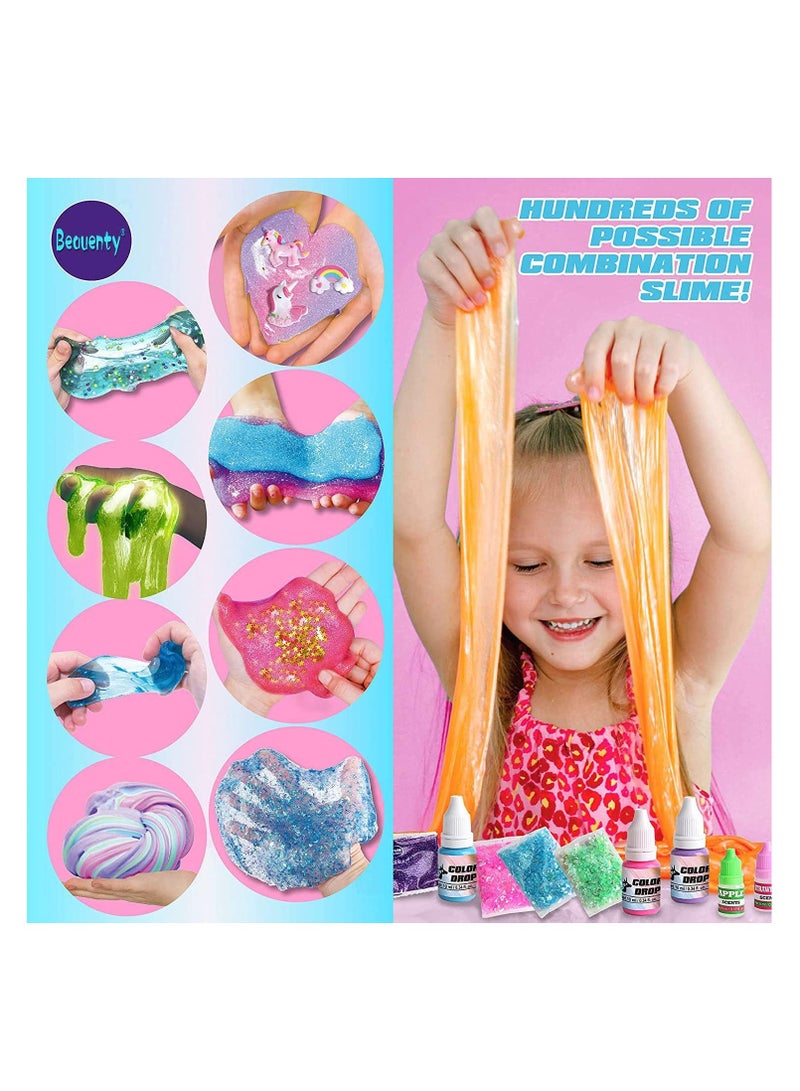 YelaJoy Slime Making Kit for Girls Boys, Diy Slime Toys Gifts for Kids,  Fluffy Cloud Foam Squish Glitter Slime Making Kits with with Unicorn Charms - Image 2