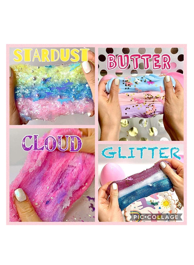 YelaJoy Slime Making Kit for Girls Boys, Diy Slime Toys Gifts for Kids,  Fluffy Cloud Foam Squish Glitter Slime Making Kits with with Unicorn Charms - Image 3