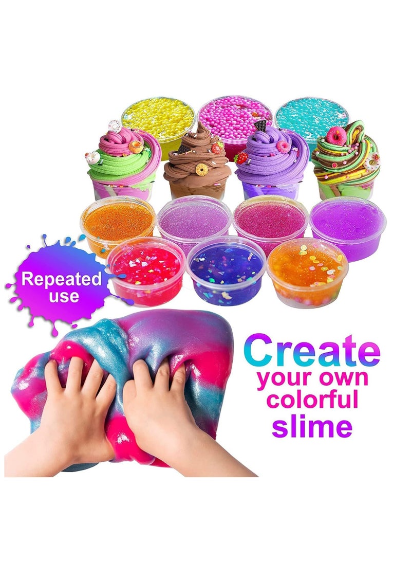 YelaJoy Slime Making Kit for Girls Boys, Diy Slime Toys Gifts for Kids,  Fluffy Cloud Foam Squish Glitter Slime Making Kits with with Unicorn Charms - Image 4