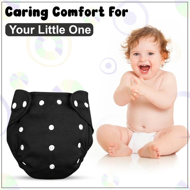 GLUN® Reusable Baby Cloth Diapers Combo, Pack of 2 Black Solid Colour Comfort & Protection, Leakproof & High Absorption - Image 5