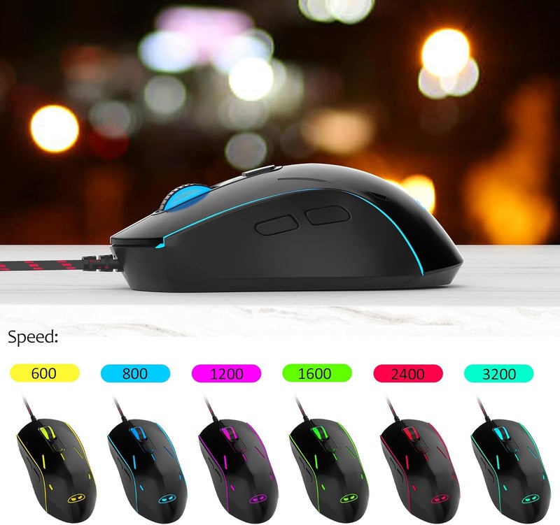 مايجغي مجموعة لوحة المفاتيح والفأرة للألعاب GT838، 104 مفتاحًا مع إضاءة خلفية RGB، لوحة مفاتيح سلكية هادئة لأجهزة الكمبيوتر المحمولة وأجهزة MAC، مع لوحة أرقام، لوحة معدنية، مقاومة للظلال، أبيض وأسود - Image 3
