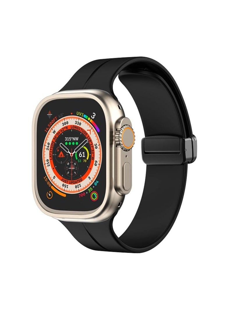 Generic - Silicone Magnetic Strap for Apple Watch Ultra Band 49mm 45mm 44mm 42mm Men/Women, Soft Sport Silicone Replacement Wristband Strap for iwatch Series 9/8/7/6/5/4/3/2/SE/Ultra2 - Image 1