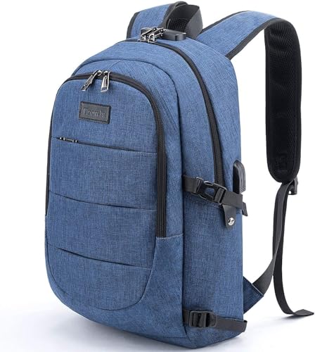 Tzowla Travel Laptop Backpack Water Resistant Anti-Theft Bag with Giant Tumbler Holder Pocket and Lock 15.6 Inch Computer Business Backpacks for Women Men Work College Gift,Casual Daypack(Blue) - Image 1