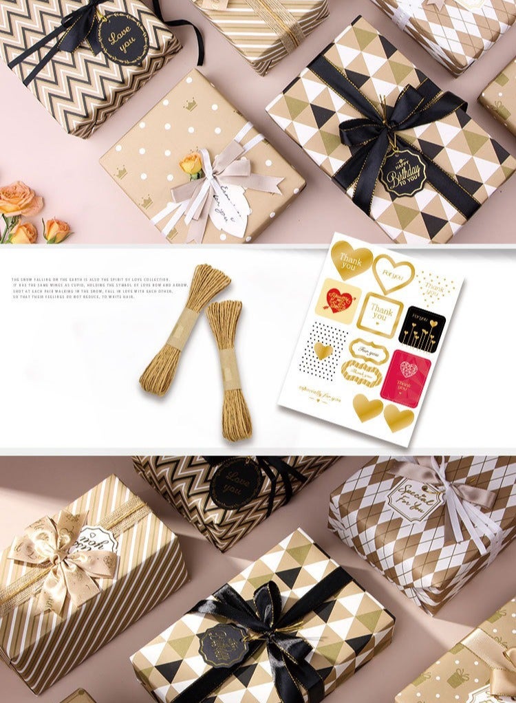 طقم تغليف هدايا من ورق الحرف لعيد الميلاد، حفلات استقبال المواليد، حفلات الزفاف، التخرج، وجميع المناسبات 50*70 سم - Image 1