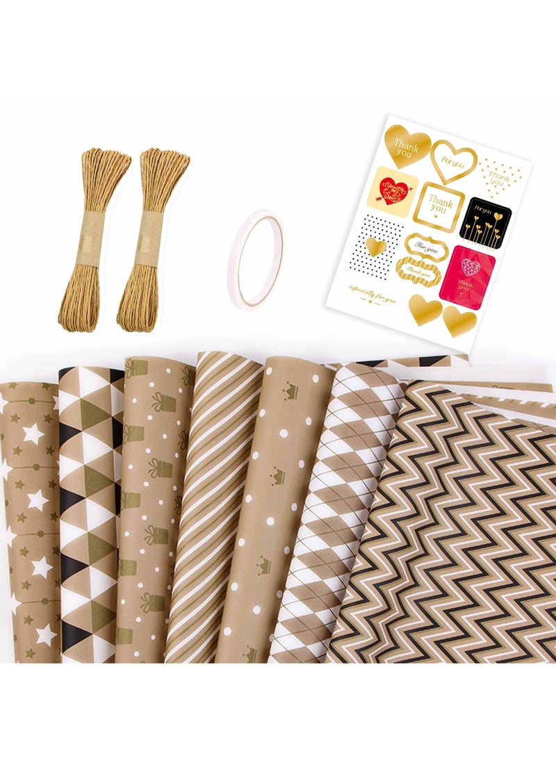 طقم تغليف هدايا من ورق الحرف لعيد الميلاد، حفلات استقبال المواليد، حفلات الزفاف، التخرج، وجميع المناسبات 50*70 سم - Image 2