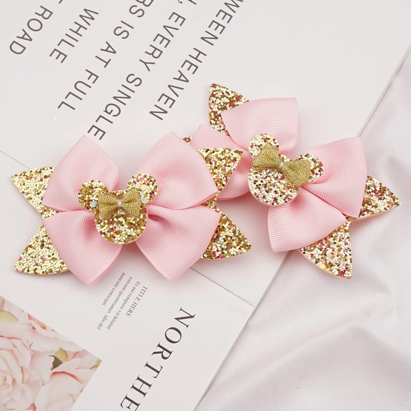 Qearl 8 Pcs Mouse Ears Bow Clips for Girls Polka Dot Red Bows Theme Park Costume Party Decoration for Toddlers Girls in Pairs - Image 5