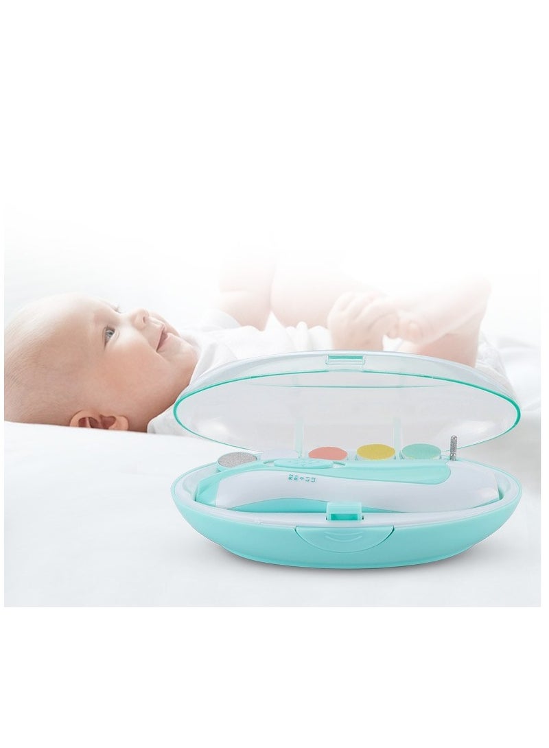 Electric Baby Nail Trimmer 6-In-1 Electric Nail File Trimmer Tool Kit for Kids Nail Trim and Polish (Blue) - Image 1