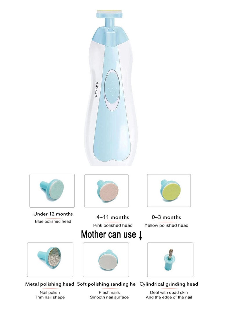 Electric Baby Nail Trimmer 6-In-1 Electric Nail File Trimmer Tool Kit for Kids Nail Trim and Polish (Blue) - Image 2
