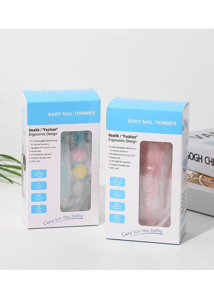 Electric Baby Nail Trimmer 6-In-1 Electric Nail File Trimmer Tool Kit for Kids Nail Trim and Polish (Blue) - Image 5