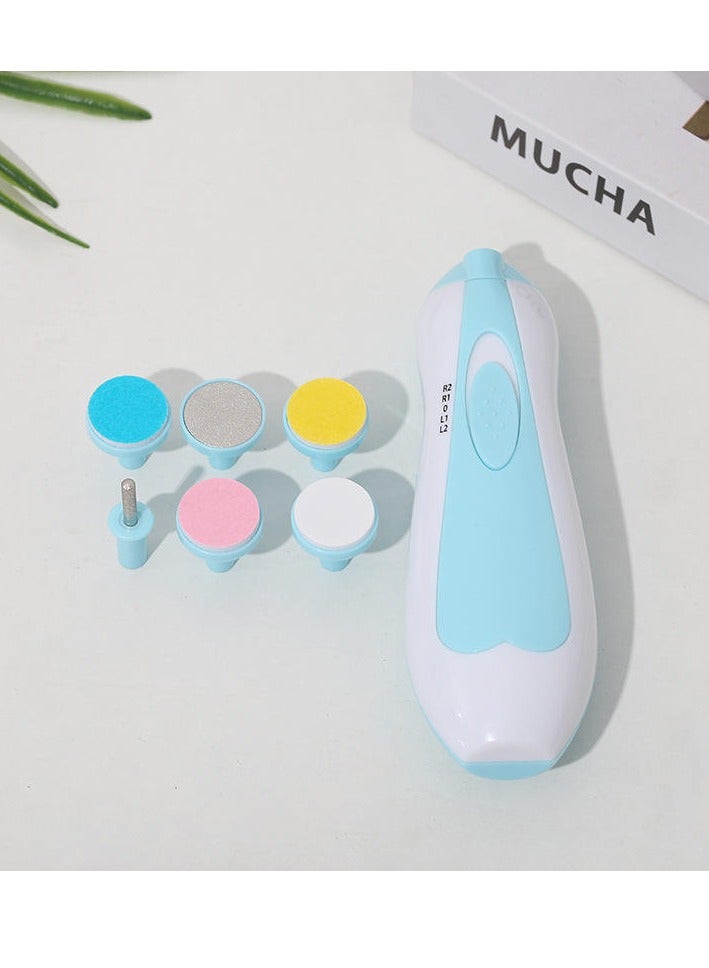 Electric Baby Nail Trimmer 6-In-1 Electric Nail File Trimmer Tool Kit for Kids Nail Trim and Polish (Blue) - Image 4