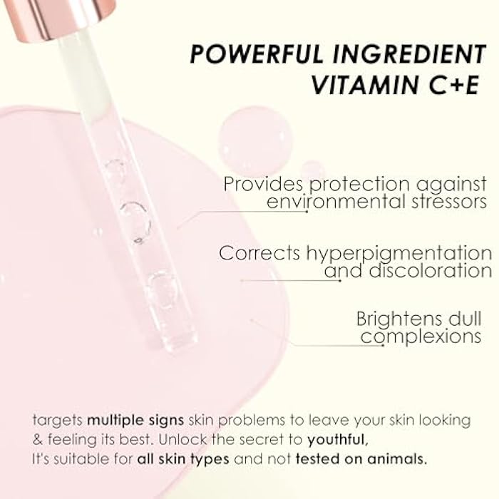 AA almoes ALMOES SERUM 20% Vitamin C,Alpha Arbutin, Polyglutamic acid,hyaluronic acid, Vit E,Collagen,Pore-minimizing formula, Hydrating Face & Eye Serum 1 Fl Oz - Image 4
