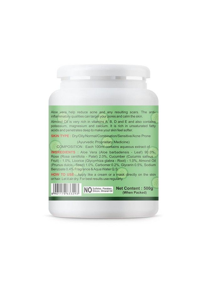 KAZIMA Aloe Cucumber Gel With Pure Aloe Vera & Cucumber For Face Skin & Hair Exfoliating Face Reduces Acne Scars Wrinkles Sunburn Dark Circles & Moisturizes Skin (500 Gram)  - Image 3