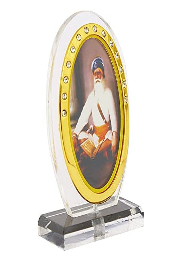 BISMAADH Car Dashboard Oval Shape Acrylic Showpiece Figurine Religious Idol Statue for Office & Home Décor (Baba Deep Singh Ji) - Image 4