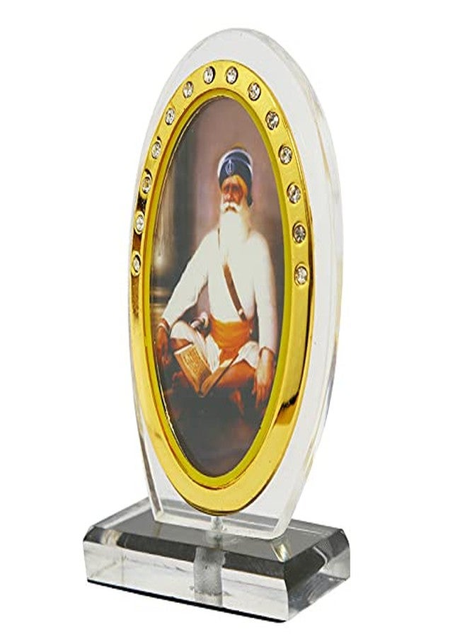 BISMAADH Car Dashboard Oval Shape Acrylic Showpiece Figurine Religious Idol Statue for Office & Home Décor (Baba Deep Singh Ji) - Image 1