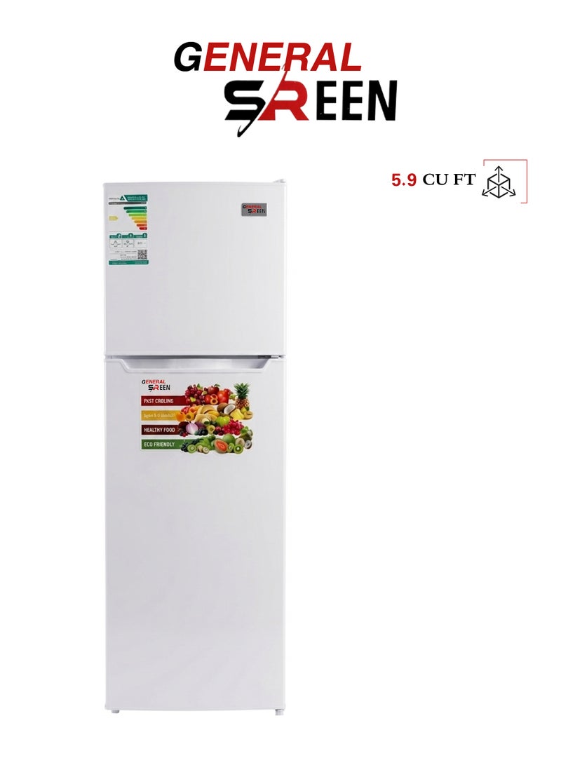 General Sreen Two-door refrigerator - 5.9 cu ft - White - GSRF-168DF-W - Image 1
