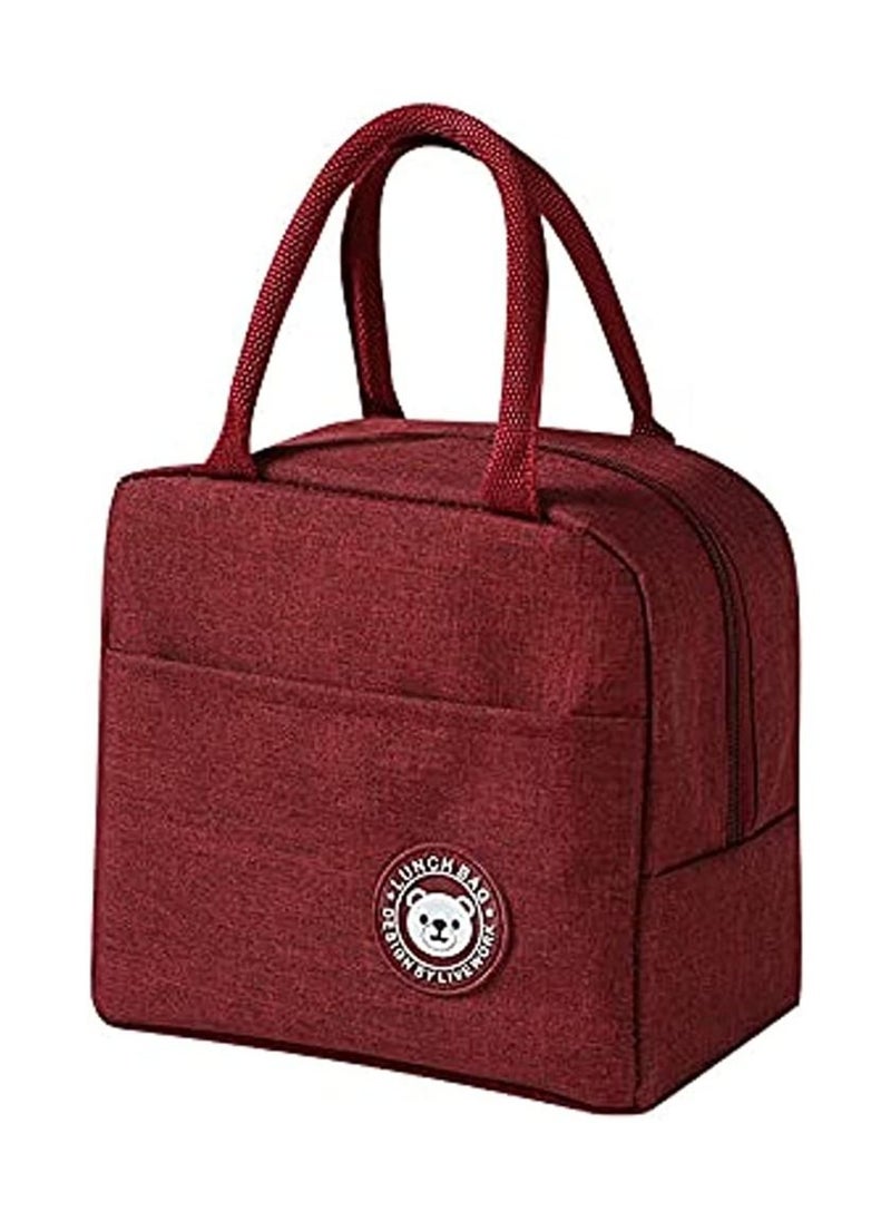 MahMir Lunch bag ,lunch box bag with Insulated Material for Women, Man, Office, School, College , Beach, Picnic, Fishing, Hiking, Travel, Cooler Tote Bag ( RED )  - Image 1