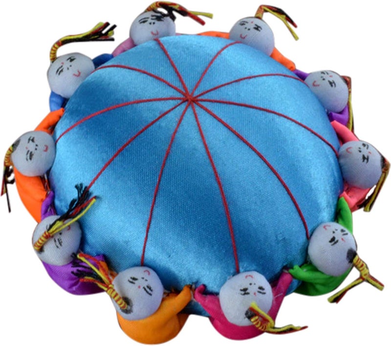 Handmade Needle Pin Cushion Oriental Pin Holder DIY Gift for Foreign Affairs Baizi Doll Needle Stick Bag with 10 Kids Retro Cloth Art Home Furnishing Decoration (Lake Blue)
