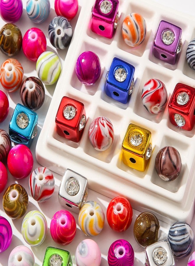ANCADN 16mm Acrylic Beads,Chunk Bubblegum Beads,Beads for Pens,Cube Shine Beads,60pcs Jumbo Plastic Beads for Necklace Jewelry Bracelets DIY Crafts Making (Color line) - Image 1