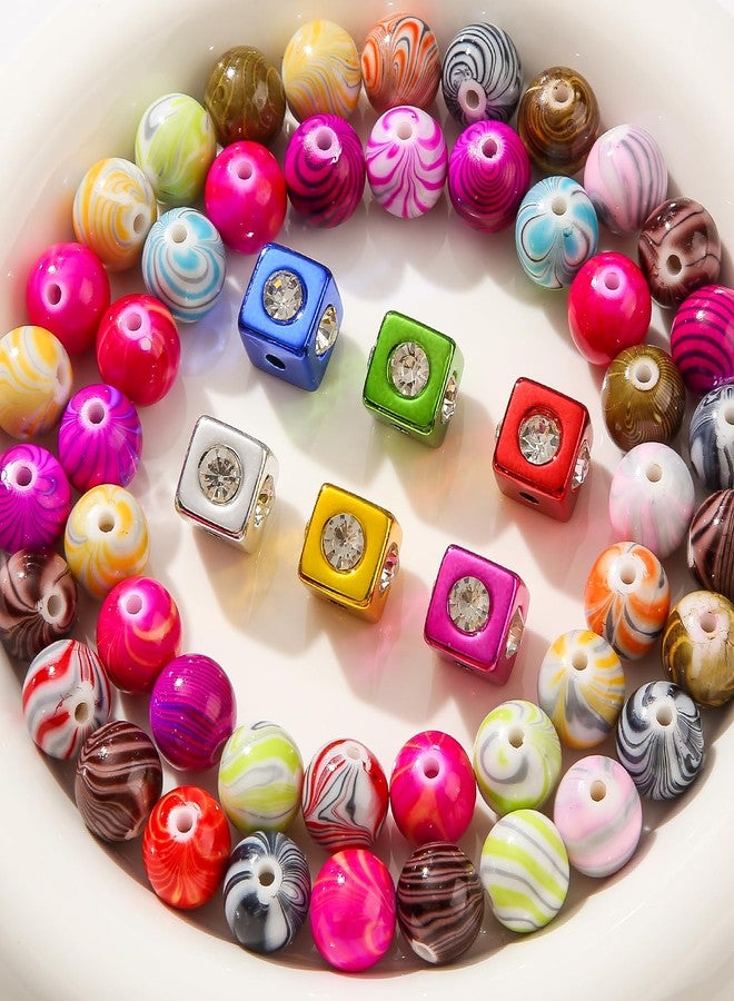 ANCADN 16mm Acrylic Beads,Chunk Bubblegum Beads,Beads for Pens,Cube Shine Beads,60pcs Jumbo Plastic Beads for Necklace Jewelry Bracelets DIY Crafts Making (Color line) - Image 3