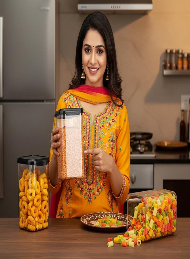 Nexium 1100ml Plastic Kitchen Container Set with Airtight Lids for Storage Masala Box Set of 6 - Image 2
