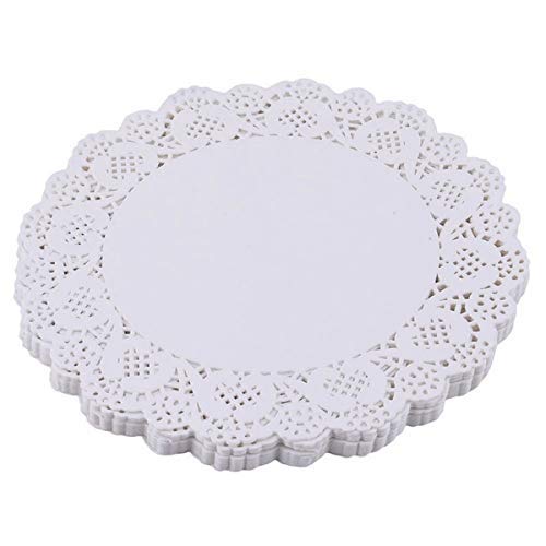 Sakoraware Paper Lace Doilies (Pack of 200pcs, 5.5 inch) Vintage Coasters Placemats Craft Table Cake Decoration Liner for Wedding | Birthdays Parties | Table Mats Disposables | White, Round - Image 1