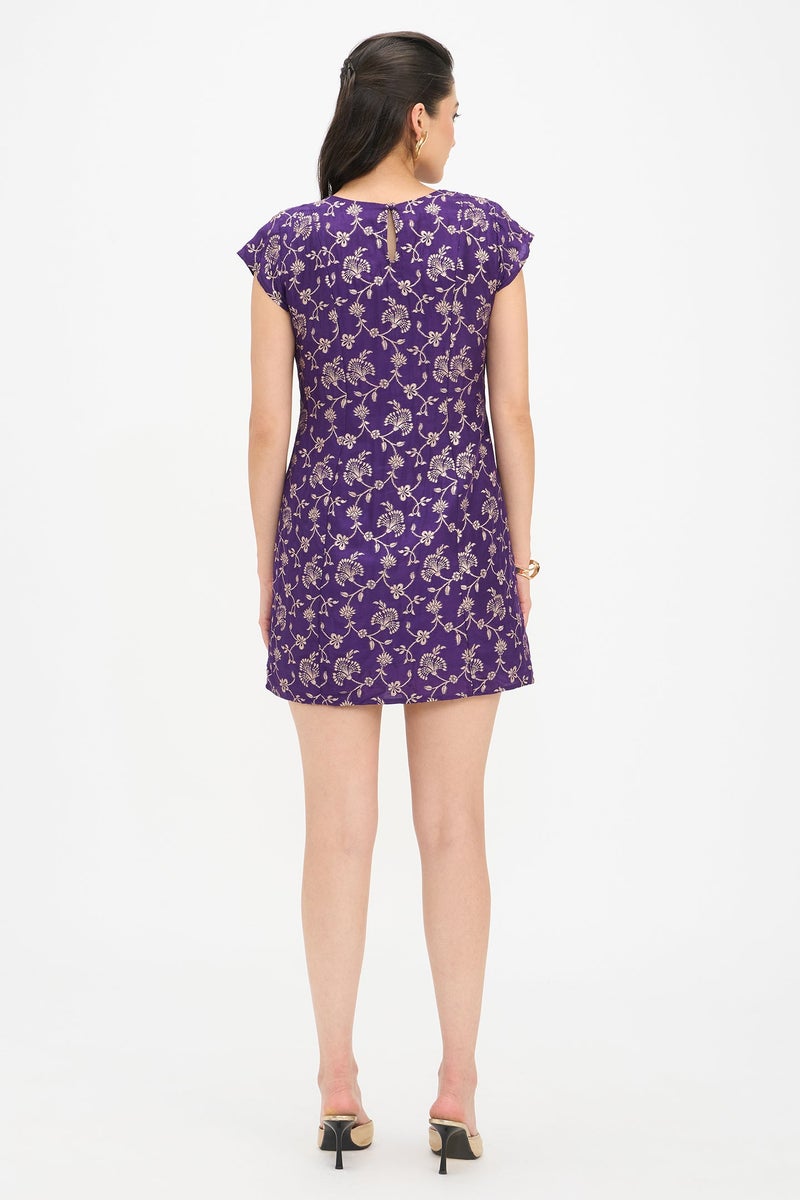 Virgio Ethnic Motifs Viscose Cap Sleeve Mini Dress for Women - Image 4