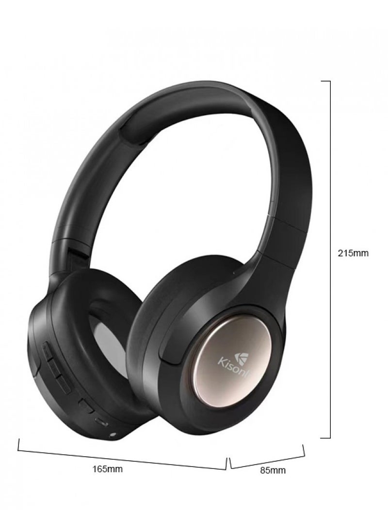Kisonli - Kisonli А5 Bluetooth Headphones - Extra Subwoofer headset - Black - Image 1