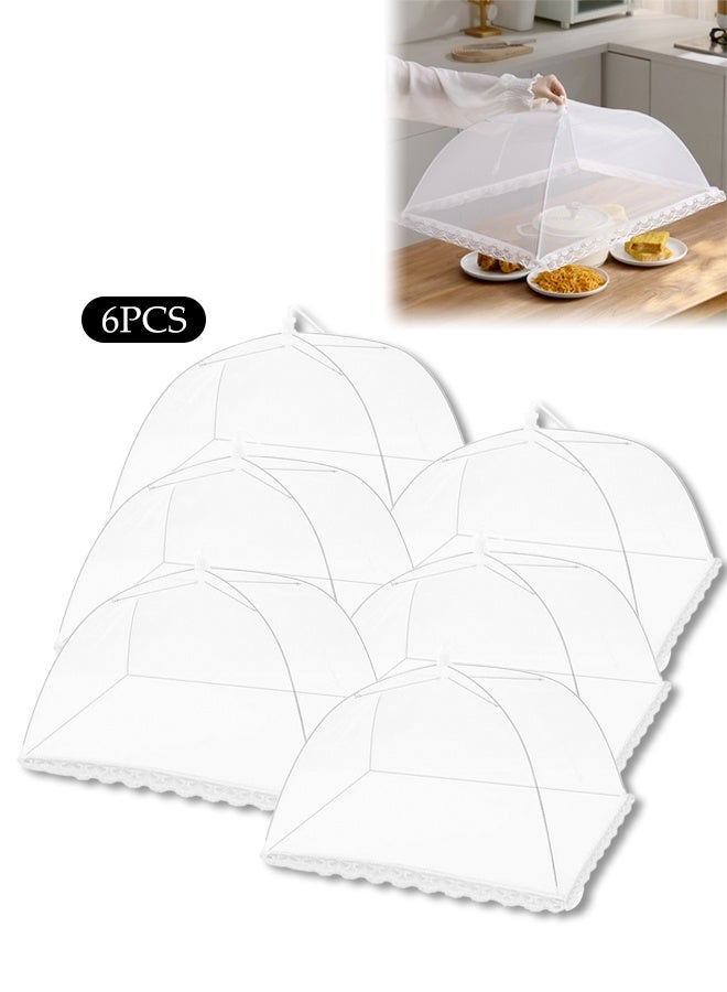 DUNISO 6Pcs Pop Up Mesh Food Covers,Tent Umbrella,Screen Net Protectors,Reusable and Collapsible,Dustproof and Insect-Proof,for Outdoors Parties Picnics BBQs,32*32CM - Image 1