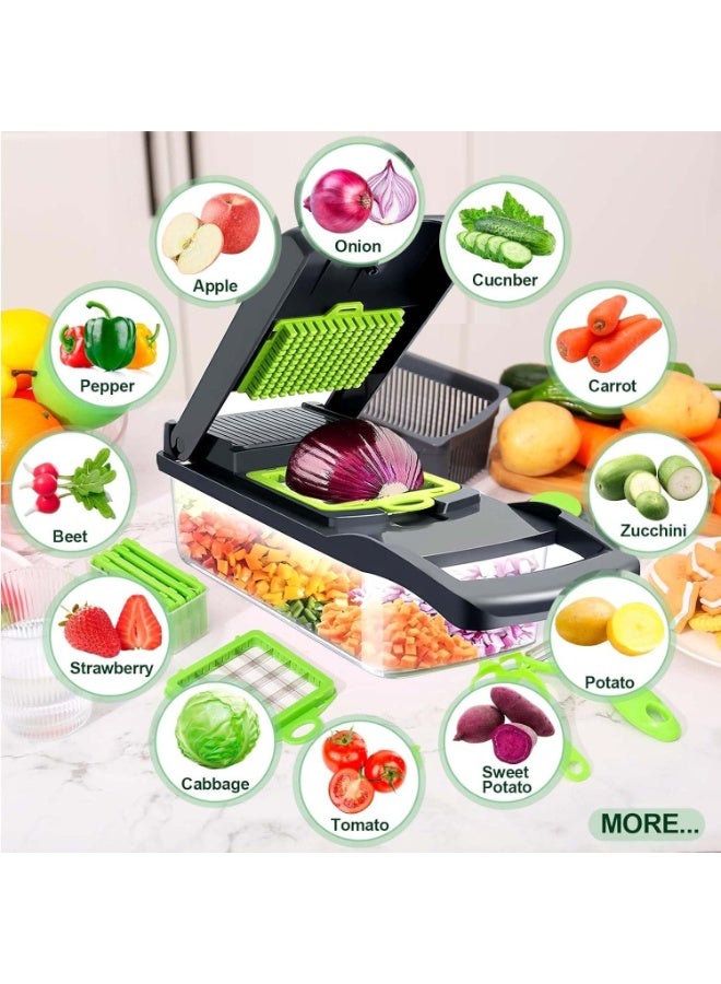 ZANAYA 16-in-1 Vegetable Chopper with Container - Multifunction Food Chopper, Onion Chopper, Mandoline Slicer, Vegetable Cutter, Dicer & Grater with Interchangeable Blades - Image 2