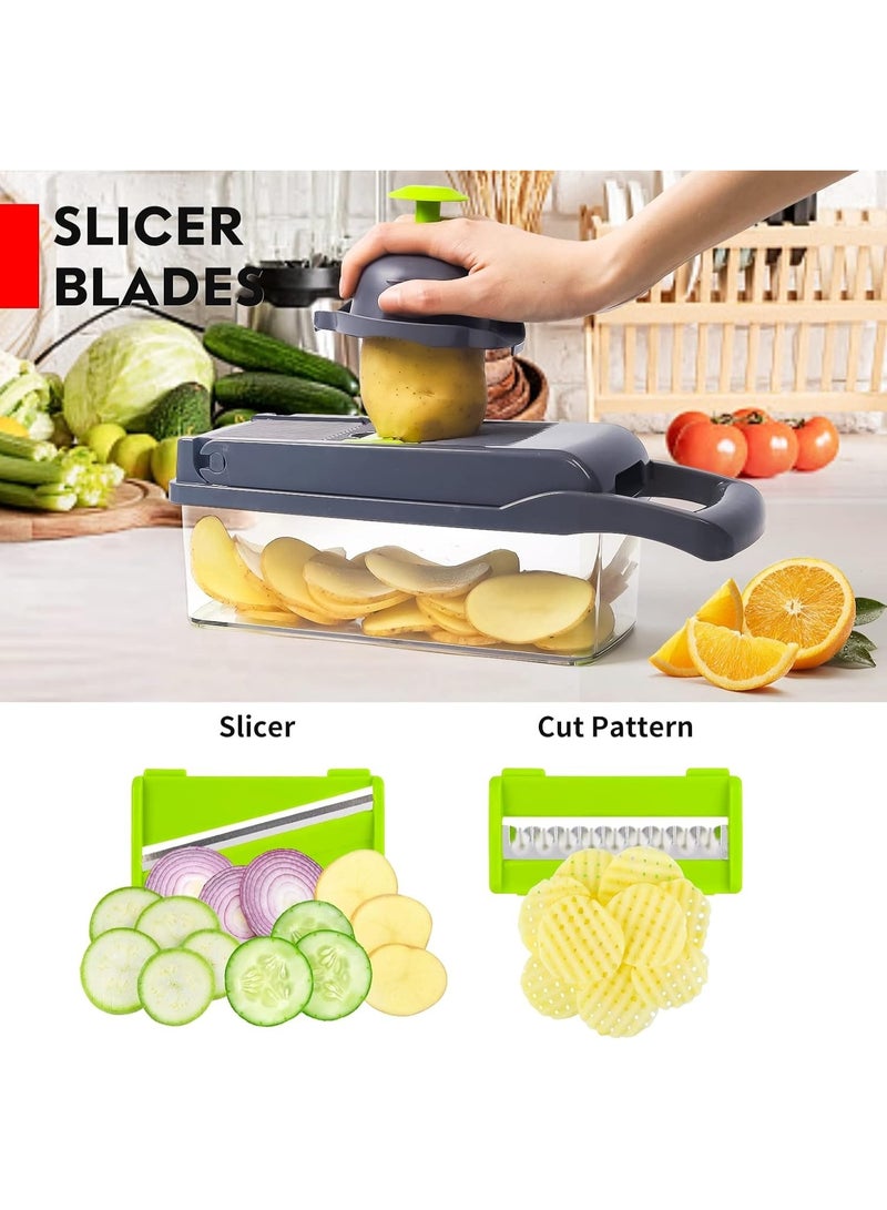 ZANAYA 16-in-1 Vegetable Chopper with Container - Multifunction Food Chopper, Onion Chopper, Mandoline Slicer, Vegetable Cutter, Dicer & Grater with Interchangeable Blades - Image 4