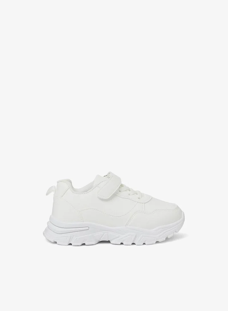 Styli Kids Unisex White Plain Hook And Loop Sneakers