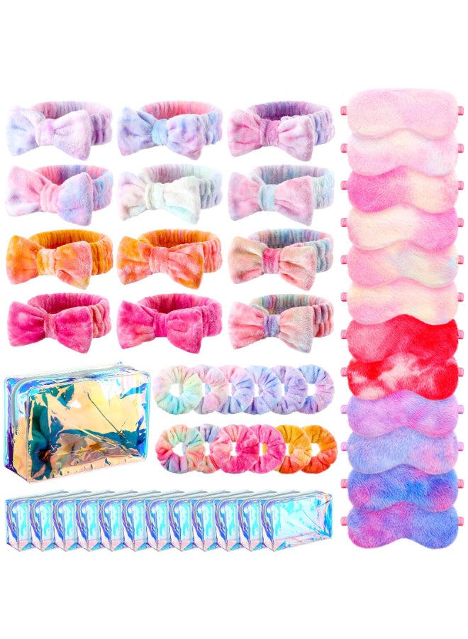 Kajaia 48 Pcs Sleepover Party Supplies for Girls Spa Part Favor Slumber Party Supplies for Women Headband Eye Mask Hair Scrunchies Toiletry BagColorfulCute - Image 2