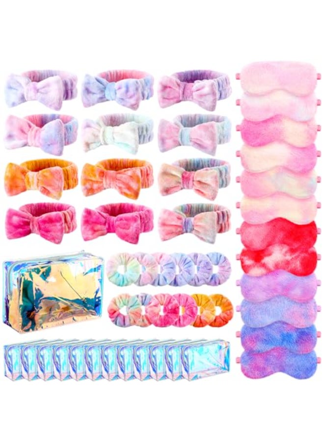 Kajaia 48 Pcs Sleepover Party Supplies for Girls Spa Part Favor Slumber Party Supplies for Women Headband Eye Mask Hair Scrunchies Toiletry BagColorfulCute - Image 1
