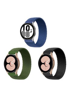 ALMNVO 3 pack Stretch Braided Solo Loop Nylon Bands for Samsung Galaxy Watch 5 40mm 44mm/LTE 44mm/5 Pro 45mm/4 40mm/4 classic 46mm/42mm/3 41mm/Active,Elastics Wristband,20mm-L  - Image 1