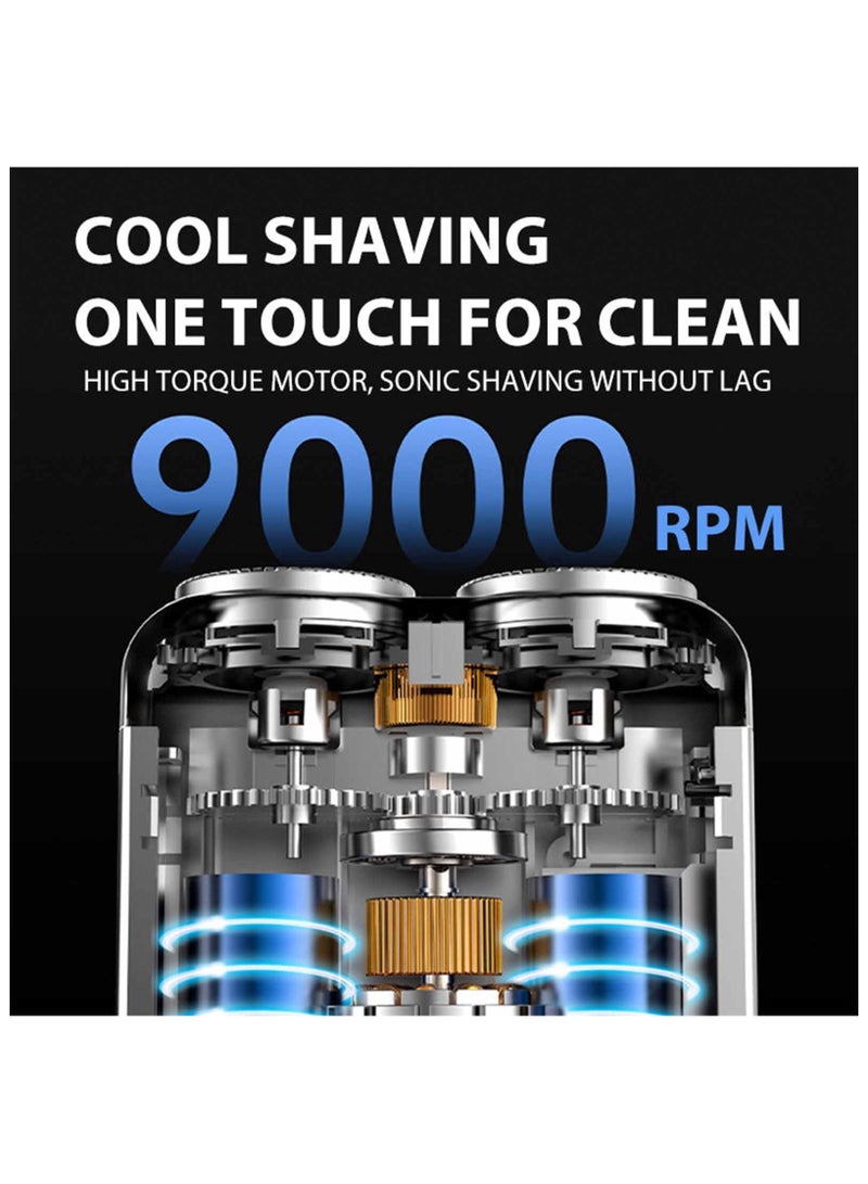 SYOSI ماكينة حلاقة كهربائية R-12، ماكينة حلاقة كهربائية صغيرة، ماكينة حلاقة كهربائية محمولة للرجال، ماكينة حلاقة كهربائية بحجم الجيب ومقاومة للماء، ماكينة حلاقة دوارة قابلة لإعادة الشحن ل المنزل، المكتب، السيارة، هدايا (برتقالي) - Image 2