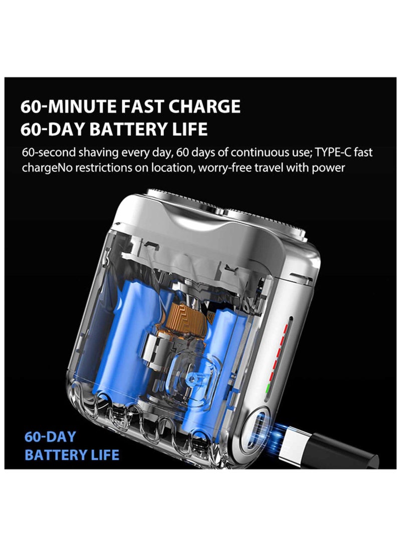 SYOSI ماكينة حلاقة كهربائية R-12، ماكينة حلاقة كهربائية صغيرة، ماكينة حلاقة كهربائية محمولة للرجال، ماكينة حلاقة كهربائية بحجم الجيب ومقاومة للماء، ماكينة حلاقة دوارة قابلة لإعادة الشحن ل المنزل، المكتب، السيارة، هدايا (برتقالي) - Image 5