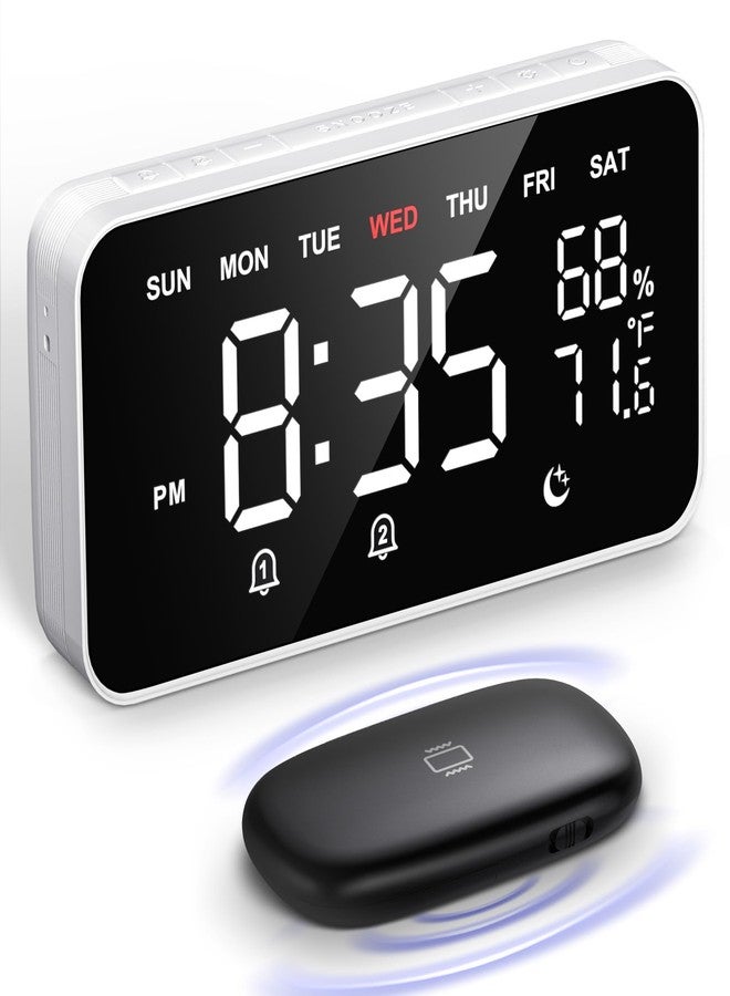 Dekala Bed Shaker Loud Alarm Clock for Heavy Sleepers Adults, Vibrating Dual Alarm Clocks for Bedrooms, Large Display Auto Dimmer,Temperature & Humidity Detect, 7-Day Programmable, Ideal Gift - Image 1