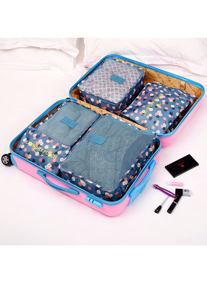 Travel Cosmetics Bag 6-piece Luggage Bag Set Travel Clothing Storage Organizer Bag Floral Series Storage Six-piece Set