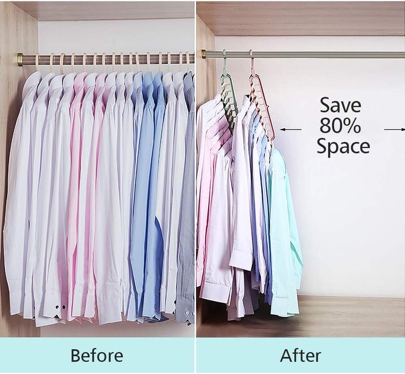 FIFATA Magic Space Saving Clothes Hangers Multifunctional Smart Closet Organizer Premium Wardrobe Clothing Cascading Hanger 9 Slots, Innovative Design for Heavy Clothes, Shirts Pants Dresses Coats(8 Pack) - Image 2