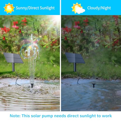 Biling Solar Water Pump Outdoor, Upgraded Solar Fountain Pump Kit with Stake, Solar Powered Water Pump for Bird Bath, Garden, Backyard, Pool, Fish Tank - Image 4
