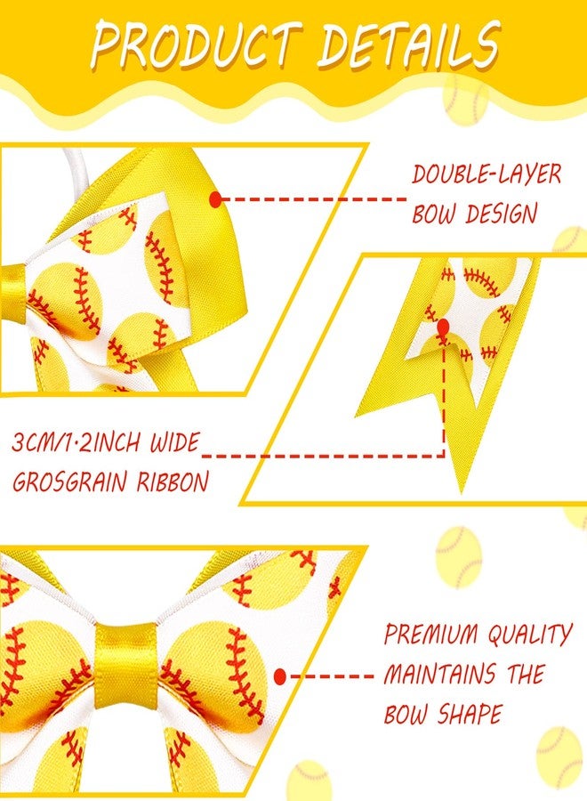 Mtlee 9 Pcs Softball Hair Bows 7.5 Inch Softball Ribbon Elastic Bows Sport Scrunchies Accessories for Girls Bulk Cheer Player Team - Image 3
