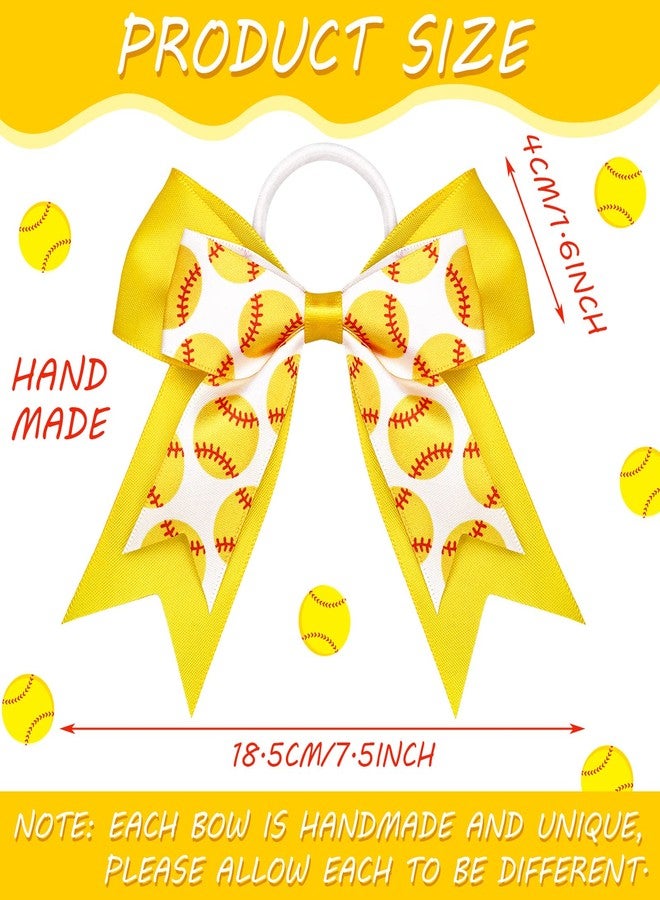 Mtlee 9 Pcs Softball Hair Bows 7.5 Inch Softball Ribbon Elastic Bows Sport Scrunchies Accessories for Girls Bulk Cheer Player Team - Image 2