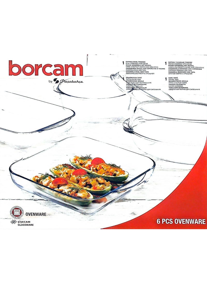 Borcam - BORKAM Turkish Thermal Casserole Set 6 Pieces Jumbo Consists of Casserole with Lid 3150 ml 24 cm Oval Casserole with Lid 2850 ml 34*19 cm Rectangular Casserole 3850 ml 40*25 cm Square Casserole 3500 ml 28 cm - Image 1