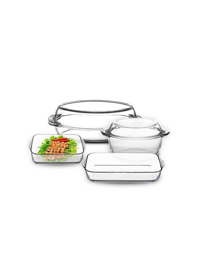Borcam - BORKAM Turkish Thermal Casserole Set 6 Pieces Jumbo Consists of Casserole with Lid 3150 ml 24 cm Oval Casserole with Lid 2850 ml 34*19 cm Rectangular Casserole 3850 ml 40*25 cm Square Casserole 3500 ml 28 cm - Image 1