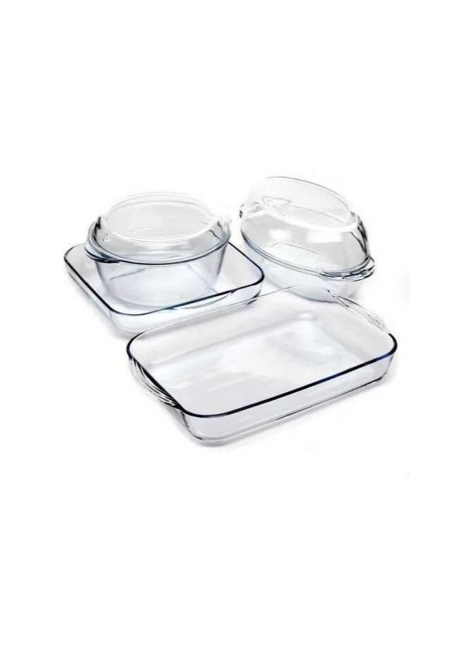 Borcam - BORKAM Turkish Thermal Casserole Set 6 Pieces Jumbo Consists of Casserole with Lid 3150 ml 24 cm Oval Casserole with Lid 2850 ml 34*19 cm Rectangular Casserole 3850 ml 40*25 cm Square Casserole 3500 ml 28 cm - Image 1