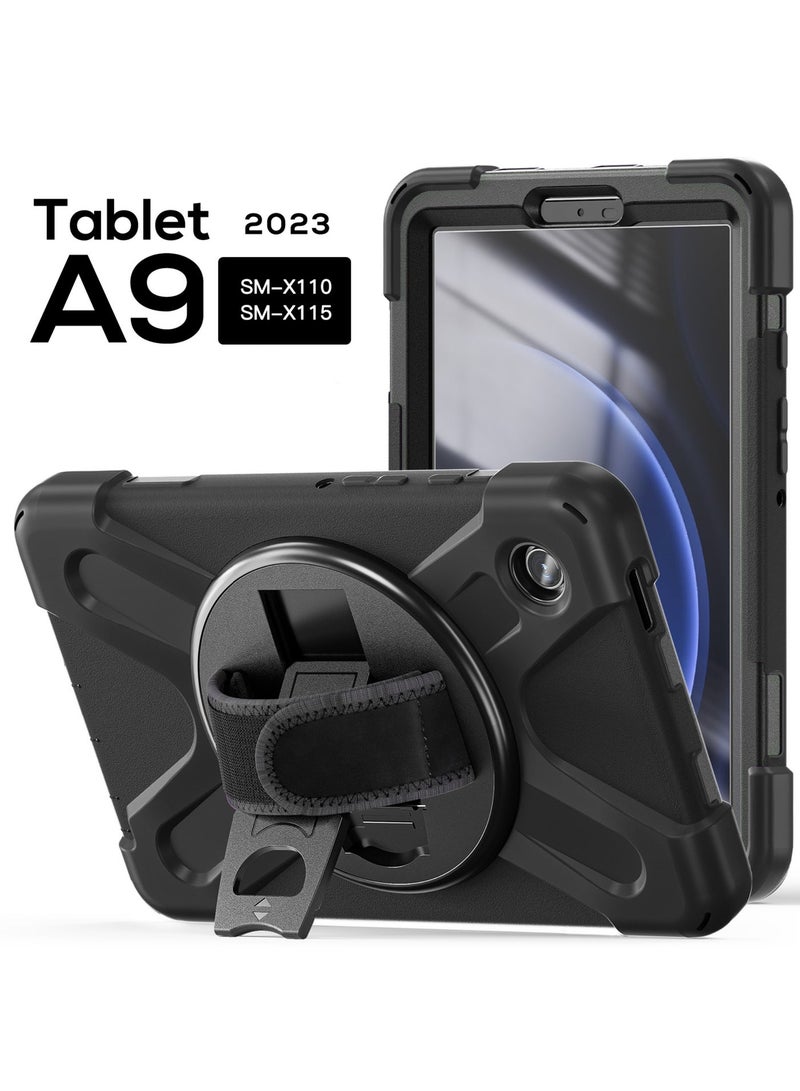 Rock Pow Samsung Galaxy Tab A9 Case 8.7 Inch 2023 SM-X110/X115/X117 for Kids with Screen Protector | Heavy Duty Shockproof Case with Rotating Stand Hand Strap for Galaxy Tab A9 Tablet 2023 - Image 2