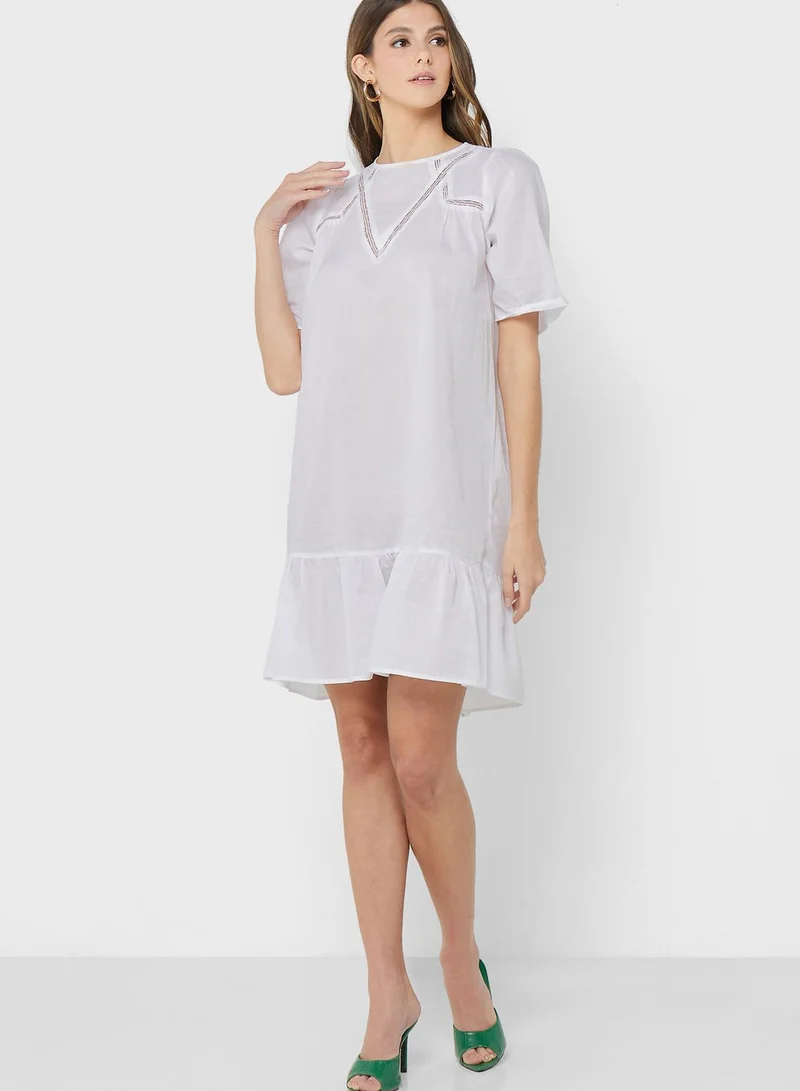 VERO MODA Ruffled White Mini Dress