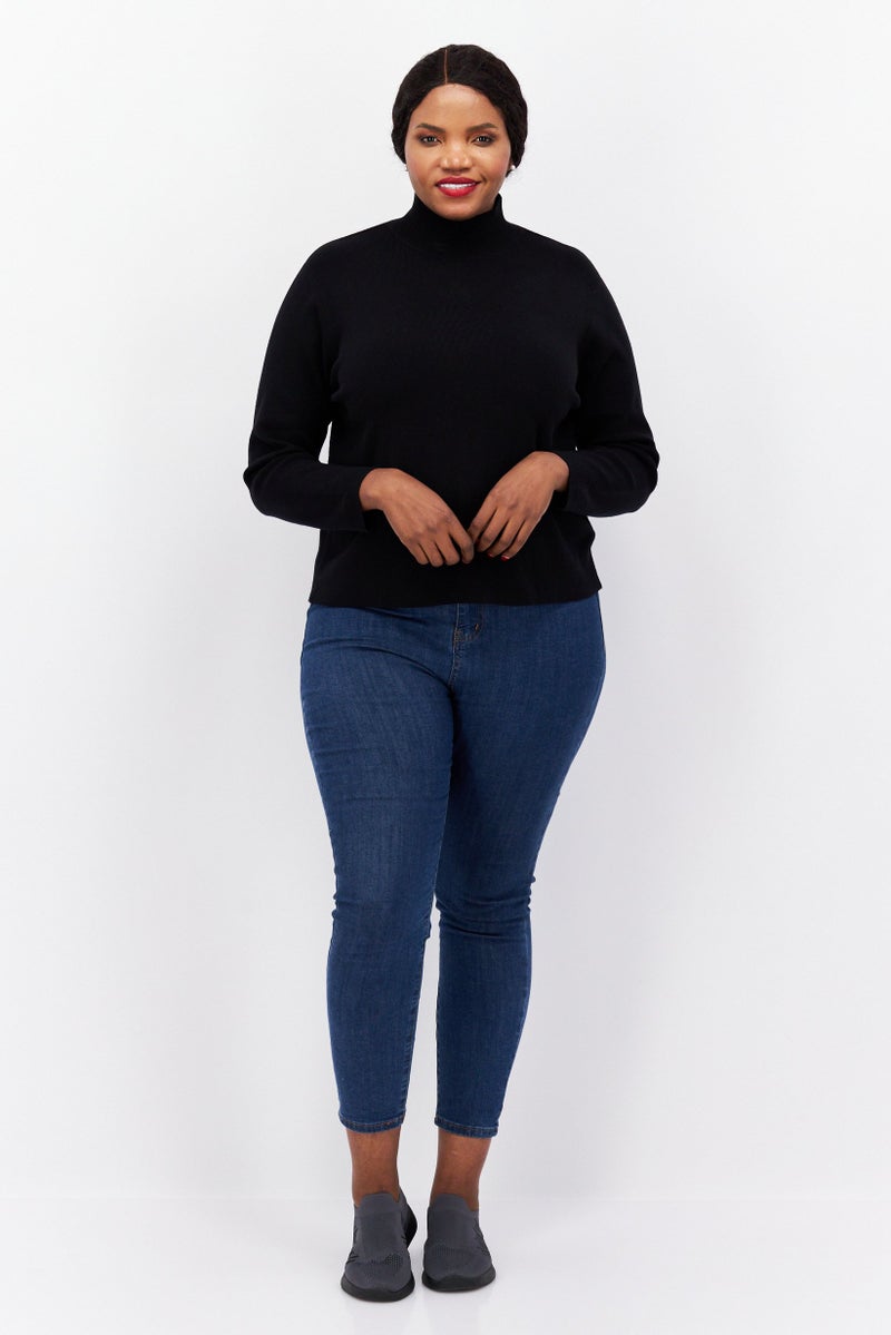 Fire & Glory Women Mock Neck Knitted Sweater, Black - Image 2