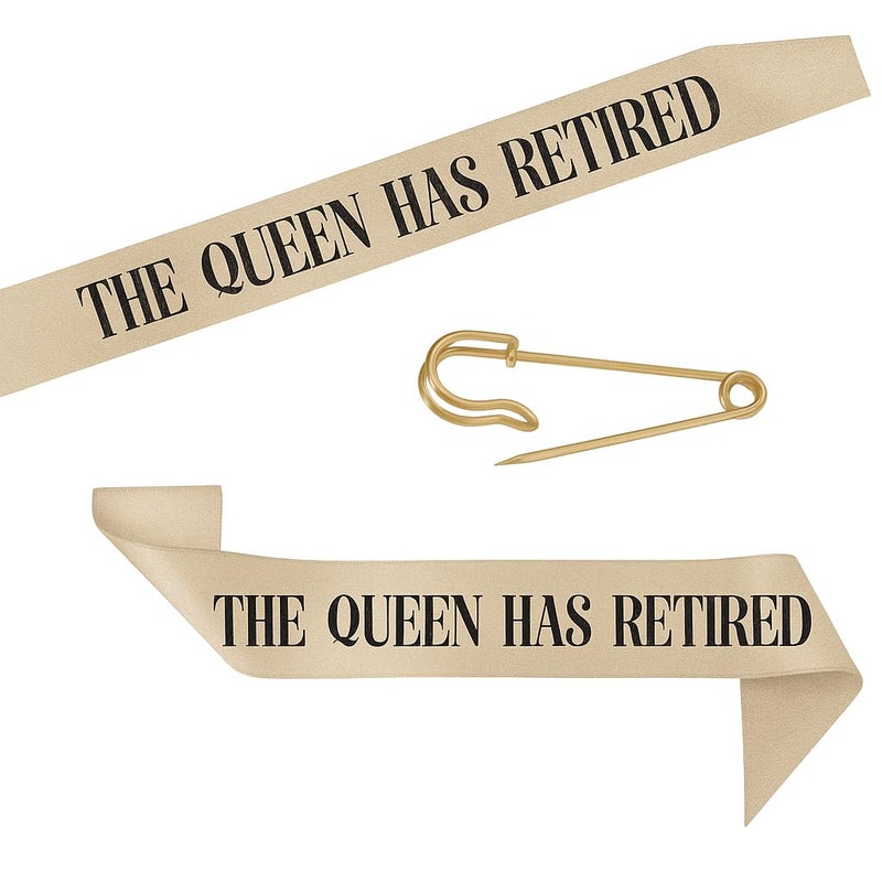 JPACO Retirement Tiara & Sash Set â€“ â€œThe Queen Has Retiredâ€ Crown & Sash for Parties, Events & Celebrations (Gold) - Image 4